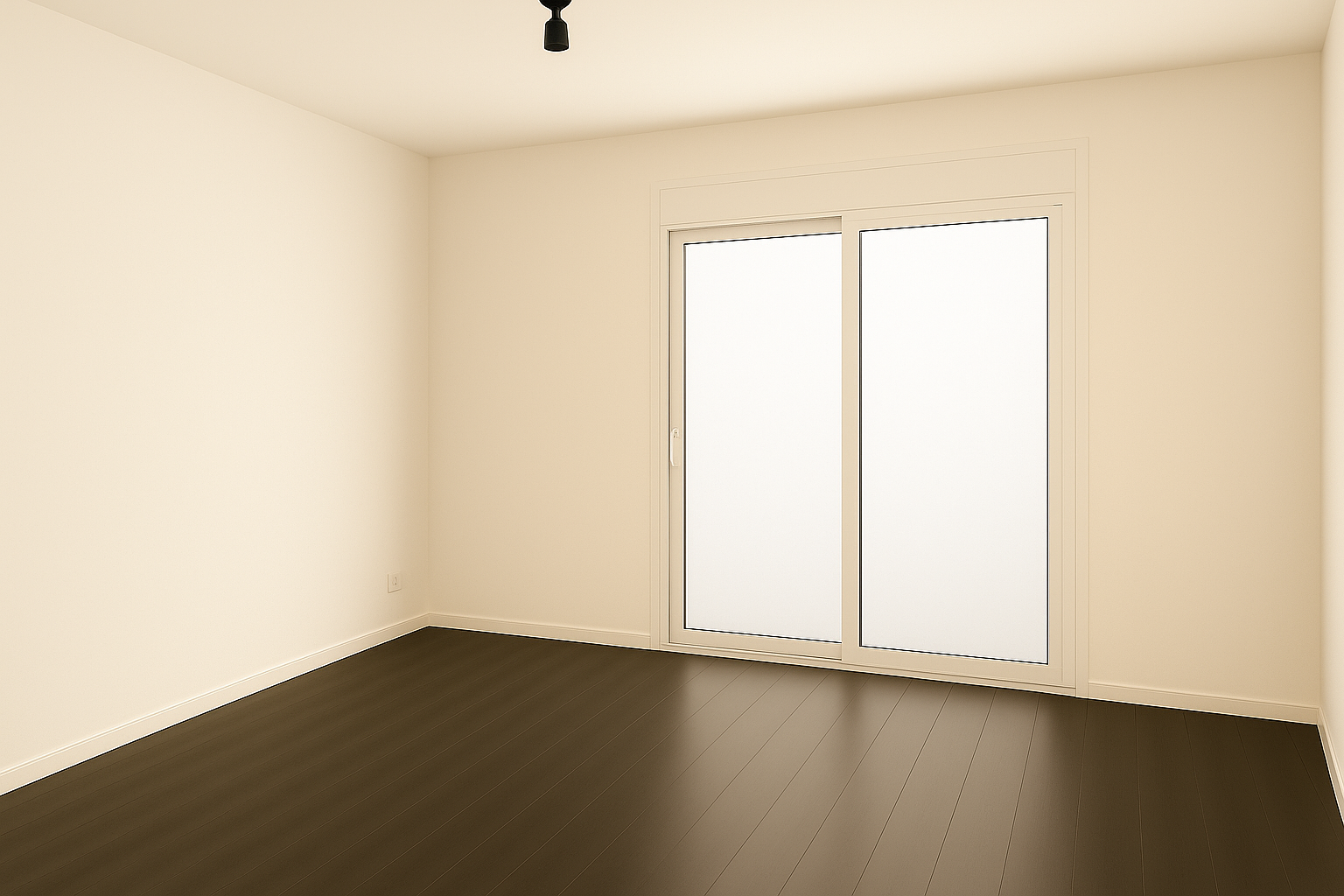 [Imagen de habitación vacía con puerta corredera reformada]